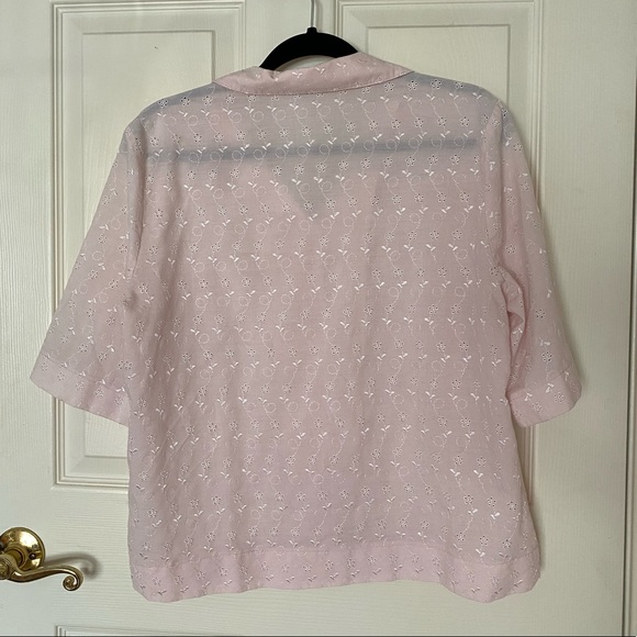 Vintage Baby Pink Eyelet Button Down - Picture 5 of 5